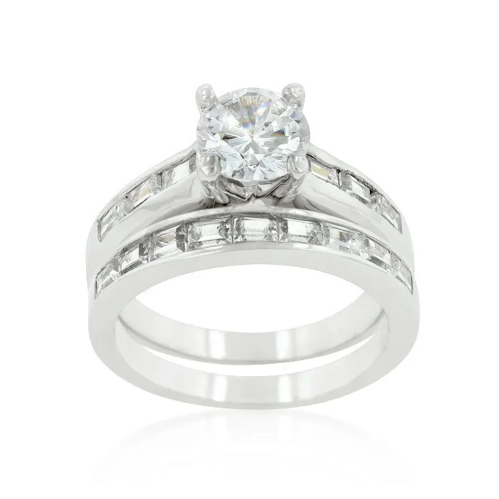 Rhodium Plated Stackable Ring Set - Picture 2 of 4